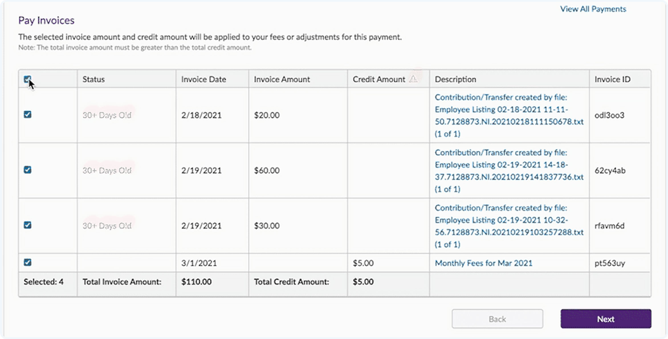 Benefits manager dashboard: team management screen